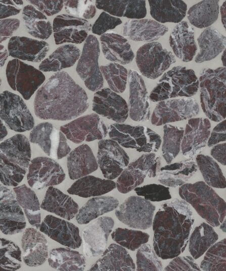 Waterbrook Medium Sliced Pebble Mosaic in Rosso Levanto For Dining Area 100003089