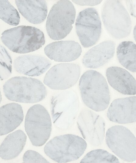 Waterbrook Jumbo Tumbled Pebble Mosaic in White Carrara For Living Room 100003093