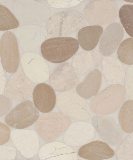 Waterbrook Jumbo Sliced Pebble Mosaic in White & Tan For Living Room 100003100