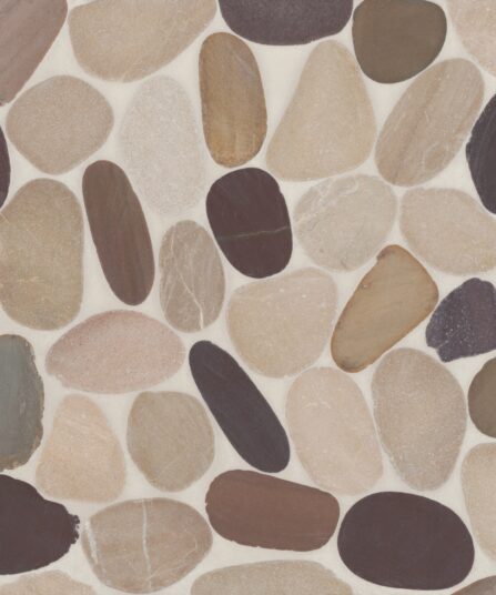 Waterbrook Jumbo Sliced Pebble Mosaic in Tan, Brown & Cherry For Living Room 100003103