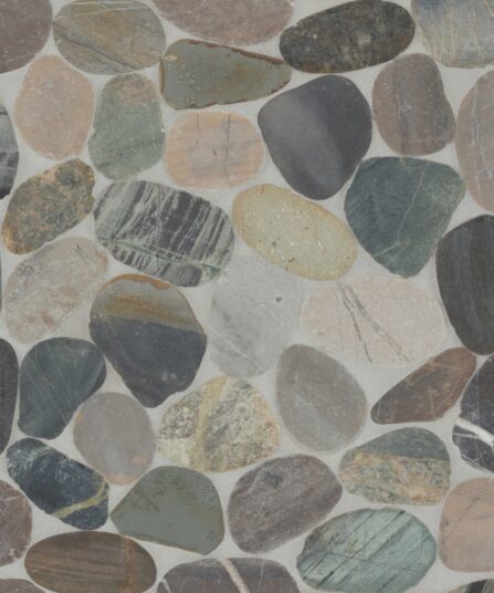 Waterbrook Jumbo Sliced Pebble Mosaic in Grey Mix For Living Room 100003105