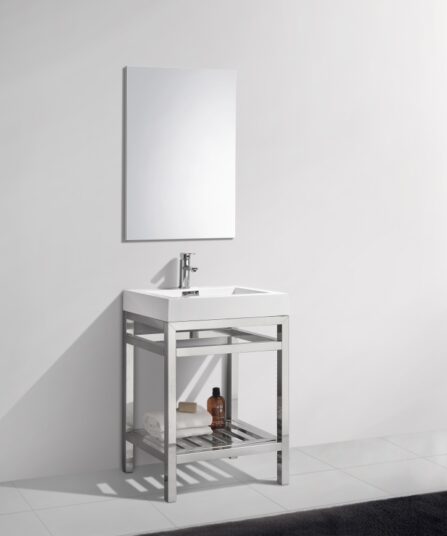 Cisco 24" Stainless Steel Console with Acrylic Sink - Chrome 35"H x 23.5"W x 18.75"D Bath Room Cabinets For Bathroom AC24