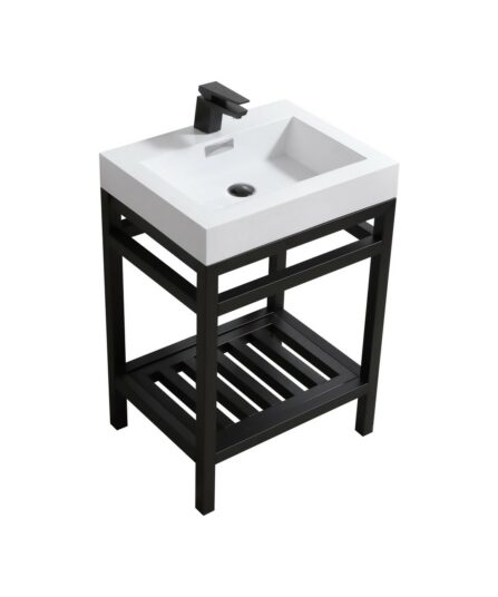 Cisco 24" Stainless Steel Console with Acrylic Sink - Matt Black 35"H x 23.5"W x 18.75"D Bath Room Cabinets For Bathroom AC24-BK