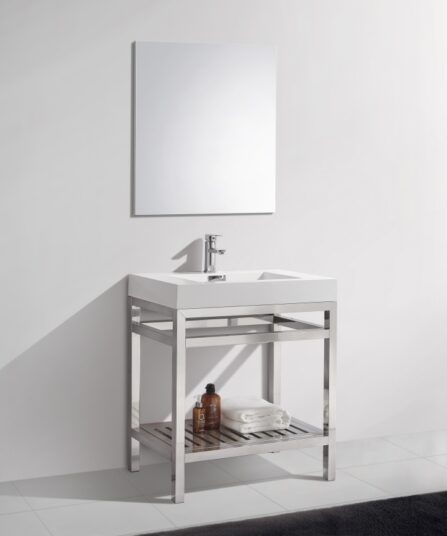 Cisco 30" Stainless Steel Console with Acrylic Sink - Chrome 35"H x 29.5"W x 18.75"D Bath Room Cabinets For Bathroom AC30