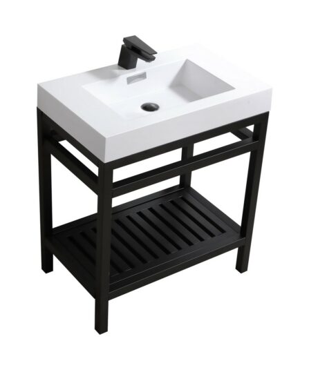Cisco 30" Stainless Steel Console with Acrylic Sink - Matt Black 35"H x 29.5"W x 18.75"D Bath Room Cabinets For Bathroom AC30-BK
