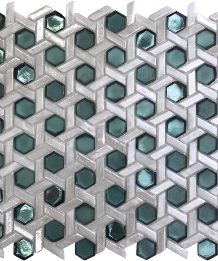 WEAVE EMERALD Glossy Glass 1x1 Tiles For Kitchen AHX-22