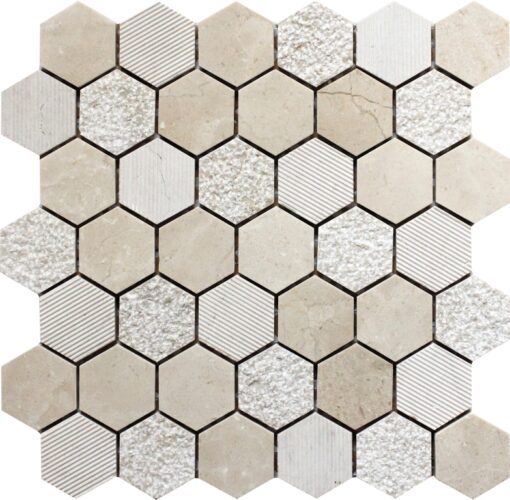 INDI CREMA polished| etched Crema Marfil 1.9x1.9 Tiles For Spa BL-01CM
