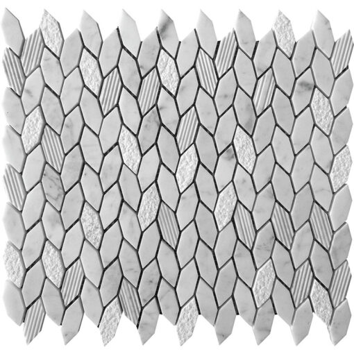 LEAF CARRARA polished| etched Bianco Carrara 0.4x1.8 Tiles For Swimming Pool BL-08CA