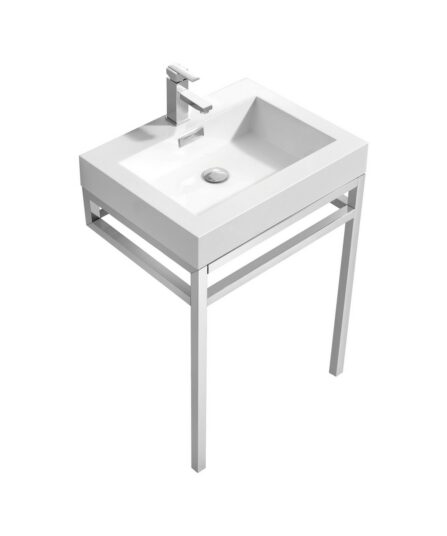 Haus 24" Stainless Steel Console w/ White Acrylic Sink - Chrome 35"H x 23.5"W x 18.75"D Bath Room Cabinets For Bathroom CH24