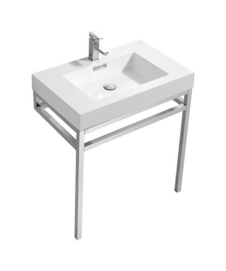 Haus 30" Stainless Steel Console w/ White Acrylic Sink - Chrome 35"H x 29.5"W x 18.75"D Bath Room Cabinets For Bathroom CH30