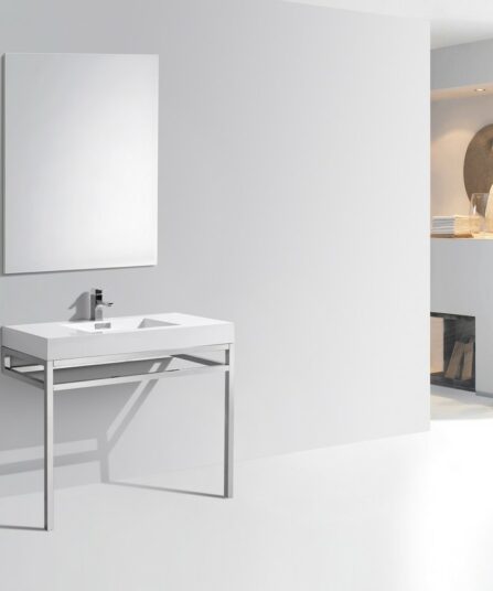 Haus 40" Stainless Steel Console w/ White Acrylic Sink - Chrome 35"H x 39.5"W x 18.75"D Bath Room Cabinets For Bathroom CH40