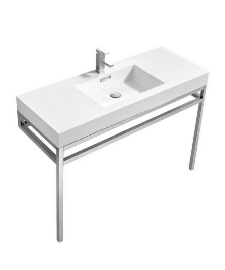 Haus 48" Stainless Steel Console w/ White Acrylic Sink - Chrome 35"H x 47.5"W x 18.75"D Bath Room Cabinets For Bathroom CH48