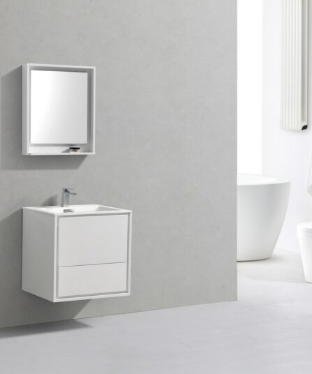 DeLusso 24" High Glossy White Wall Mount Modern Bathroom Vanity 23.5"H x 23.5"W x 18.5"D Bath Room Cabinets For Bathroom DL24-GW