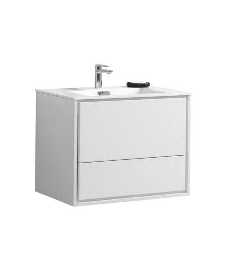 DeLusso 30" High Glossy White Wall Mount Modern Bathroom Vanity 23.5"H x 29.5"W x 18.5"D Bath Room Cabinets For Bathroom DL30-GW