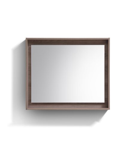 KUBE 36" Framed Mirror With Shelve - Butternut  Finish 29.5"H x 35.5"W x 5.6"D Bath Room Cabinets For Bathroom KB36BTN-M