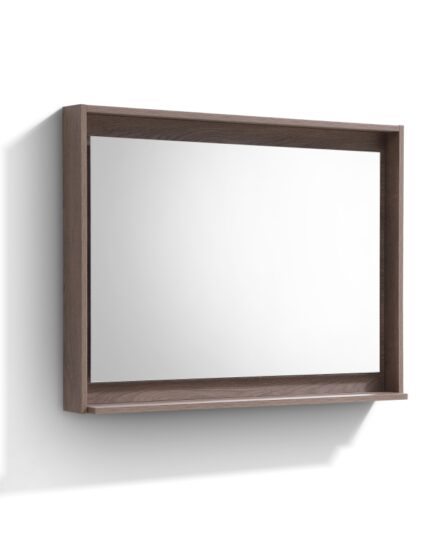 KUBE 38" Framed Mirror With Shelve - Butternut  Finish 27.5"H x 38"W x 5"D Bath Room Cabinets For Bathroom KB40BTN-M