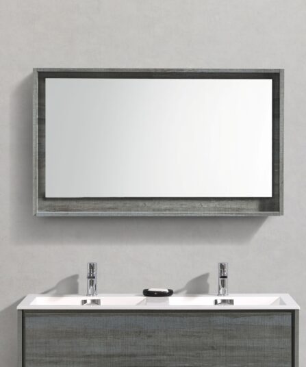 Bosco 48" Framed Mirror With Shelve - Ocean Gray Finish 29.5"H x 47.5"W x 5.6"D Bath Room Cabinets For Bathroom KB48BE-M