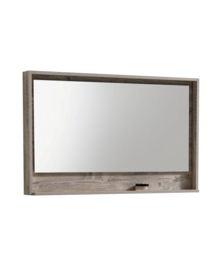 Bosco 48" Framed Mirror With Shelve - Nature Wood Finish 29.5"H x 47.5"W x 5.6"D Bath Room Cabinets For Bathroom KB48NW-M