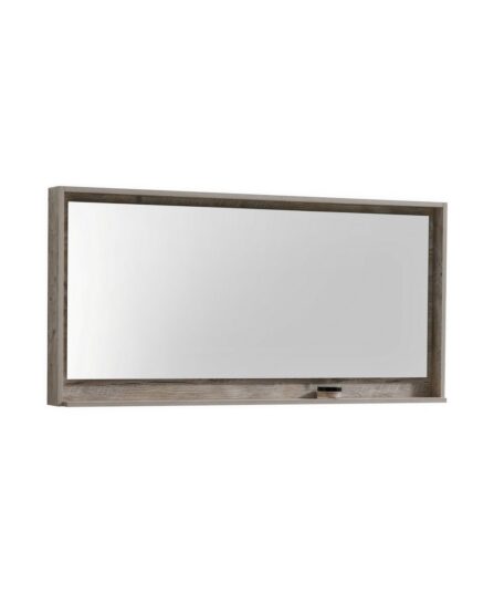 Bosco 60" Framed Mirror With Shelve - Nature Wood Finish 29.5"H x 59"W x 5.6"D Bath Room Cabinets For Bathroom KB60NW-M