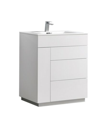 Milano 30" High Glossy Modern Bathroom Vanity 35"H x 29.5"W x 18.5"D Bath Room Cabinets For Bathroom KFM30-GW