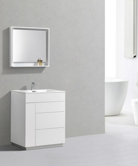Milano 30" High Glossy Modern Bathroom Vanity 35"H x 29.5"W x 18.5"D Bath Room Cabinets For Bathroom KFM30-GW