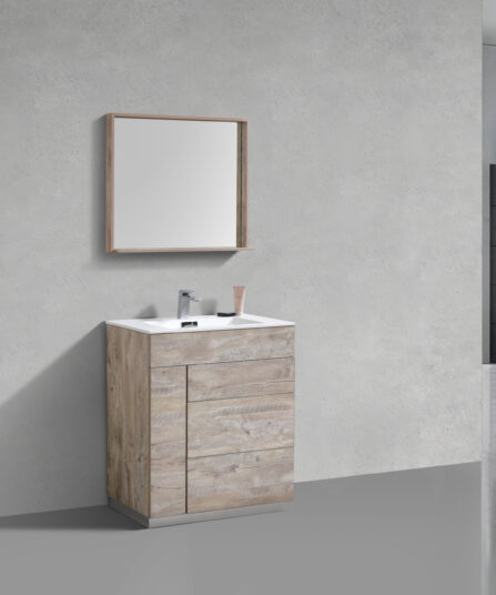 Milano 30" Nature Wood Modern Bathroom Vanity 35"H x 29.5"W x 18.5"D Bath Room Cabinets For Bathroom KFM30-NW