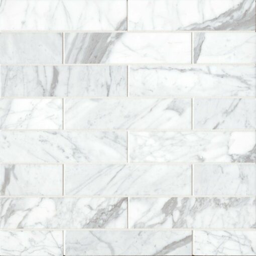 Calacatta 3" x 12" Honed Marble Tile in White For Kitchen MRBCALORO0312H