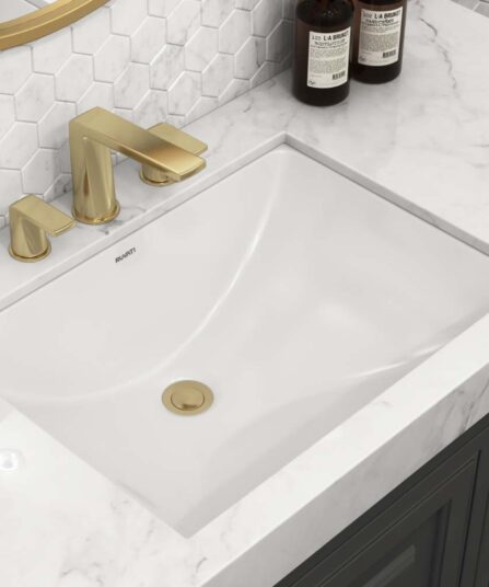 21 x 14 inch Undermount Bathroom Vanity Sink White Rectangular Porcelain Ceramic with Overflow