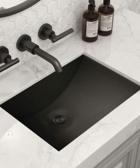 16 x 11 inch Gunmetal Black Stainless Steel Rectangular Bathroom Sink Undermount RVH6107BL