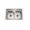 Top Mount Equal Double Bowl 20G: 33-1 16"L x 22"W x 8"D (outside) For Kitchen AST102