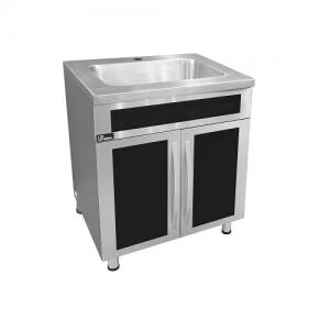 Stainless Steel Sink Base Cabinet with Glass Door 20G: 30"L x 25-1 2"W x 36"H comes with Garbage Can GC036 For Kitchen SSC3036G