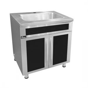 Stainless Steel Sink Base Cabinet with Glass Door (Sink: ASU106) 20G: 33"L x 25-1 2"W x 36"H comes with Garbage Can GC036 and Cutting Board CB019 For Kitchen SSC3336G