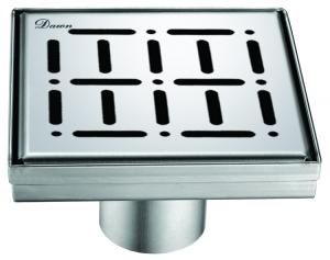 Shower square drain -- 14G 304 type stainless steel polished satin finish: 5-1 4"L x 5-1 4"W x 3-1 8"D Drain: 2" (Recommend Drain Base SDB060205 or SDB040206) For Bathroom LLE050504