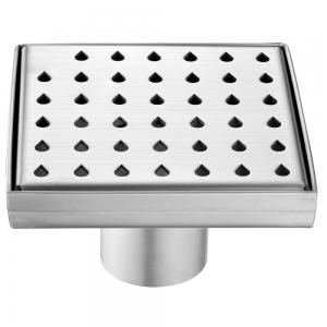 Shower square drain -- 9G 304 type stainless steel polished satin finish: 5-1 4"L x 5-1 4"W x 3-1 8"D Drain: 2" (Compatible drain base SDB060205 or SDB040206) For Bathroom LNE050504