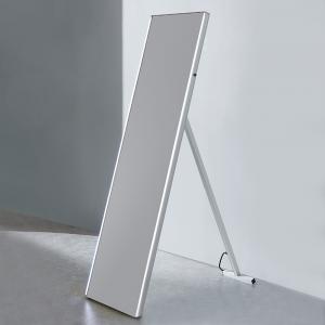 LED Back Light Free Standing Mirror with Matte Aluminum Frame and IR Sensor; Overall Size: 16-1 2"L x 1-3 16"W x 63"H For Bathroom DLEDL03AS