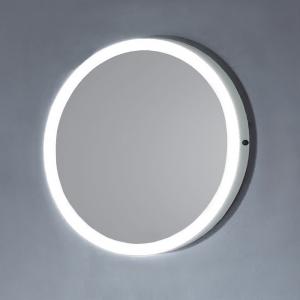 LED Back Light Round Mirror wall hang with MDF & white painting frame and IR Sensor; Overall Size: 23-5 8"L x 1-1 4"W x 23-5 8"H For Bathroom DLEDL5023