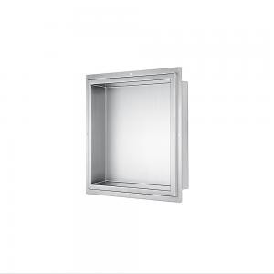 Stainless Steel Framed Shower Niche; Size: 14"L x 4-3 8"W x 14"H (inside) For Bathroom FNIBN1414