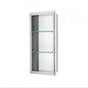 Stainless Steel Framed Shower Niche; Size: 14"L x 4-3 8"W x 42"H (inside) For Bathroom FNIBN4214