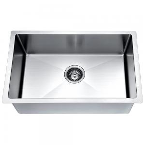 Handmade stainless steel undermount single bowl sink with straight sink edges and near zero radius corners; 18G; Overall Size: 26"L x 18"W x 6-7 8"D For Kitchen ADAUS240700